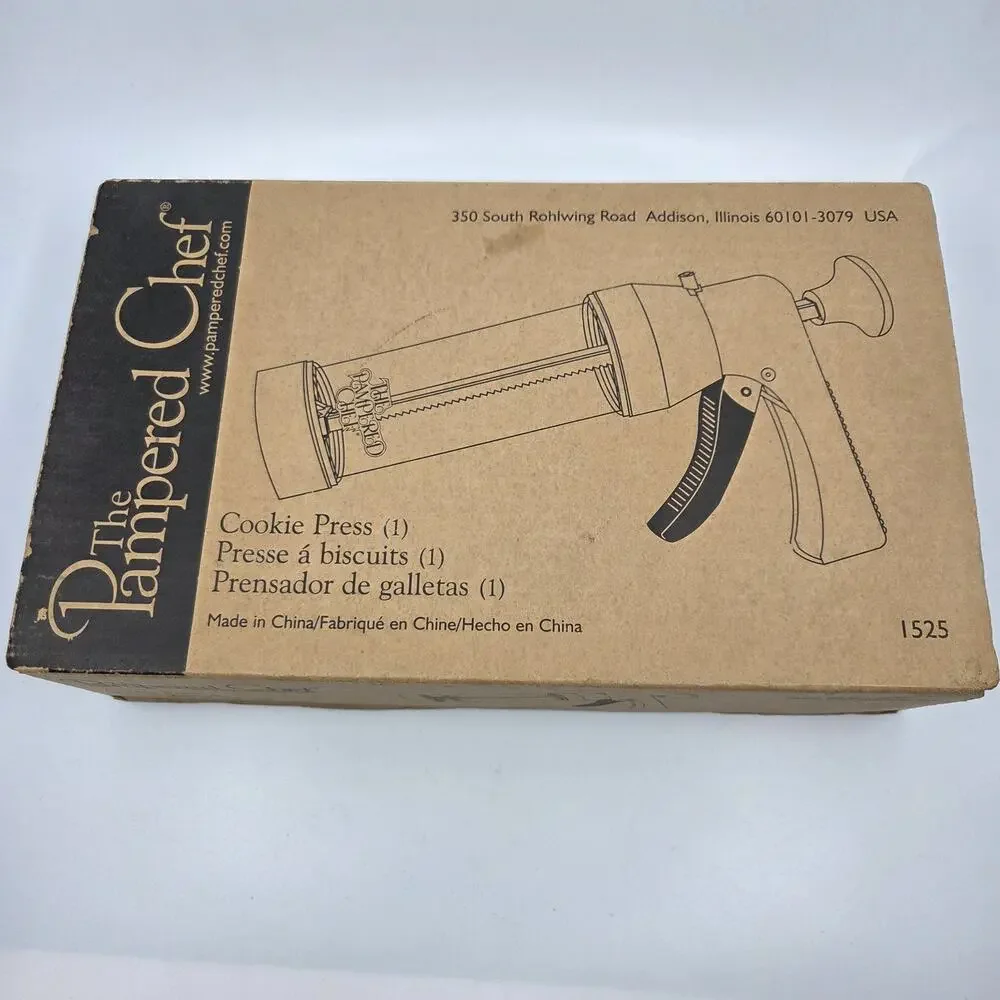 Pampered Chef Cookie Press Complete w/ Discs & Box Biscuit Spritz Maker Tested